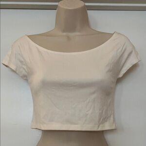 Women’s Cream Crop Boatneck Top